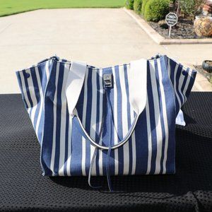 Rebecca Minkoff Navy & White Cream Striped Darren Tote NWT